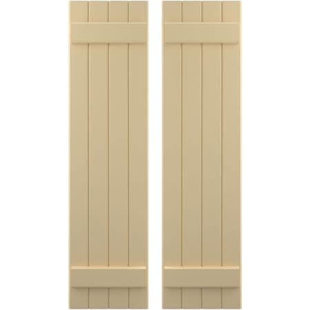 Americraft 4-Board (2 Batten) Exterior Real Wood Joined Board-n-Batten Shutters, ARW101BB414X48NTH